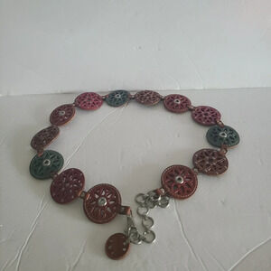 Fossil women's belt multi leather  medallion sz.M